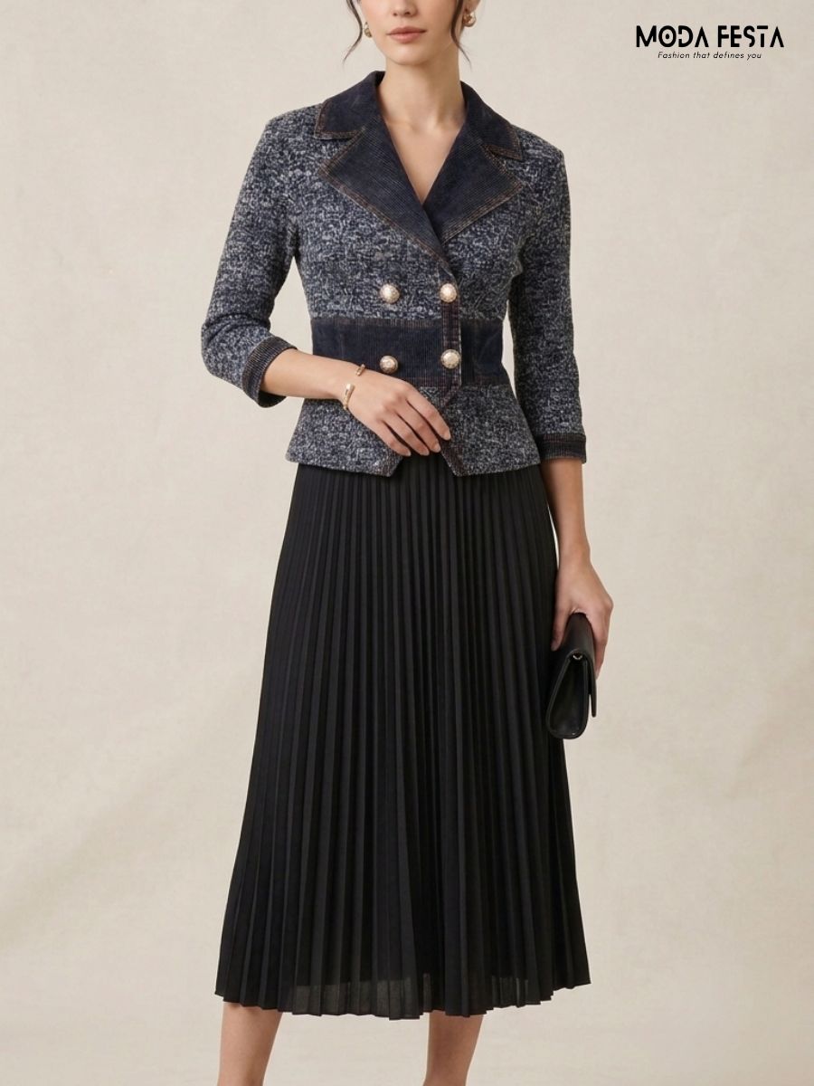 ModaFesta -Eleonora tweed-double-breasted-blazer-dress